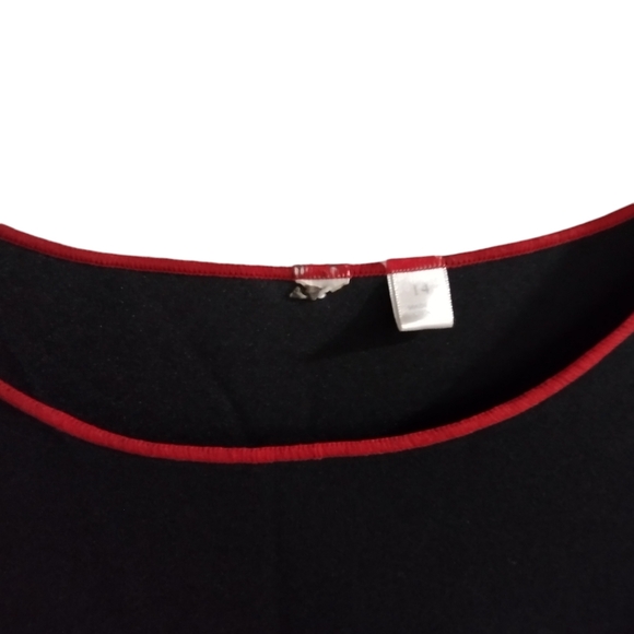 Black dress with red trim and bows- Size 14 - Picture 2 of 5